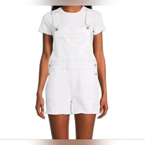 No Boundaries Y2K Relaxed Shortalls Shorts Overalls White XL 15-17